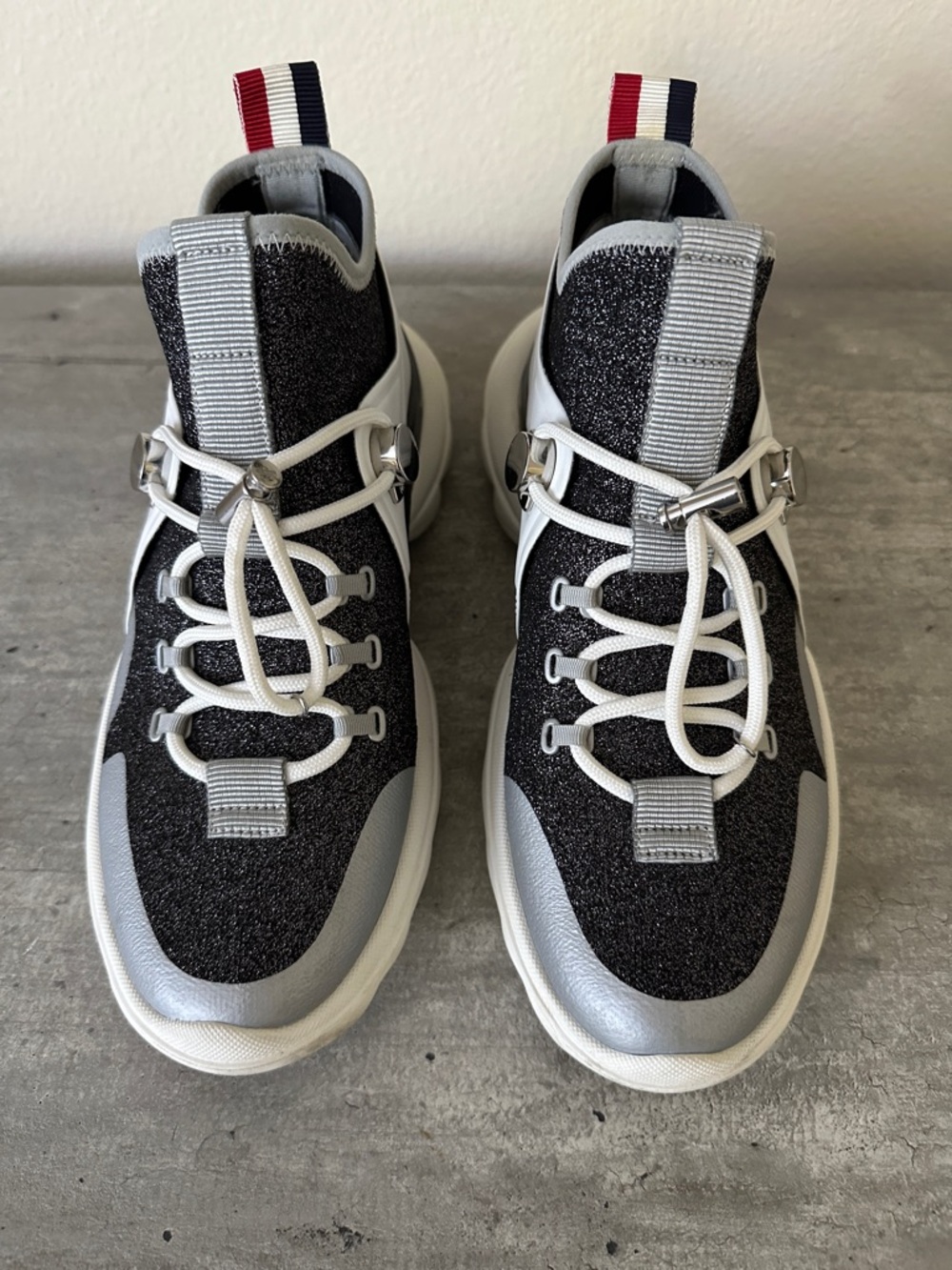 Moncler Black, Silver & White Thelma Sneakers Trainers Size 38